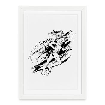 Dessin de coureur - Affiche encadrée (27 × 37 cm) - blanc - Devant