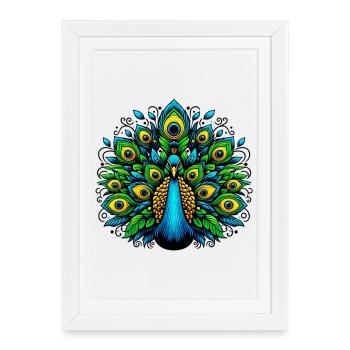 Paon - Affiche encadrée (27 × 37 cm) - blanc - Devant