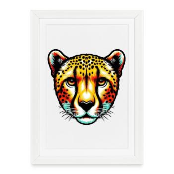 Guépard - Affiche encadrée (27 × 37 cm) - blanc - Devant
