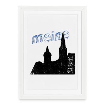 meine Stadt - Gerahmtes Poster (27 × 37 cm) - Weiß - Vorne