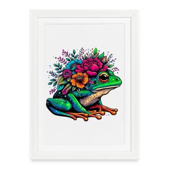 Grenouille - Affiche encadrée (27 × 37 cm) - blanc - Devant
