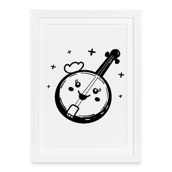 Banjo de dessin animé - Affiche encadrée (27 × 37 cm) - blanc - Devant
