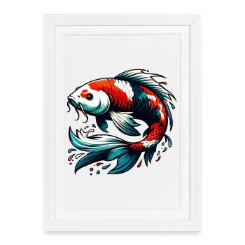 Carpe koï - Affiche encadrée (27 × 37 cm) - blanc - Devant