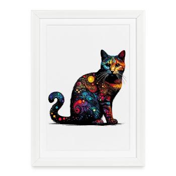 Cat - Framed poster (27 × 37 cm) - white - Front