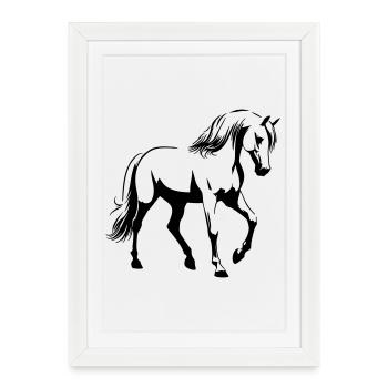 Cheval Arabe - Affiche encadrée (27 × 37 cm) - blanc - Devant