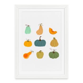 Collection de citrouilles d’automne colorées - Affiche encadrée (27 × 37 cm) - blanc - Devant