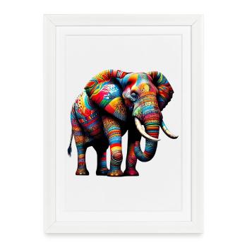 Éléphant - Affiche encadrée (27 × 37 cm) - blanc - Devant