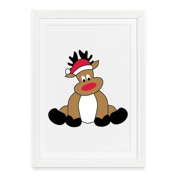 Reindeer for Christmas - Framed poster (27 × 37 cm) - white - Front
