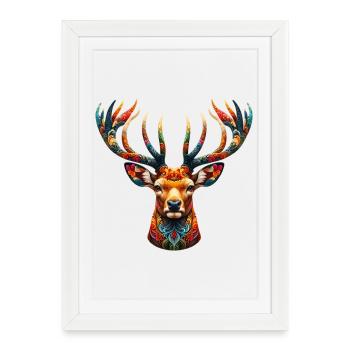 Cerf - Affiche encadrée (27 × 37 cm) - blanc - Devant
