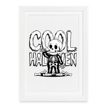 Squelette d’Halloween cool - Affiche encadrée (27 × 37 cm) - blanc - Devant