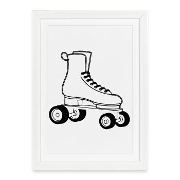Patins à roulettes dessin au trait - Affiche encadrée (27 × 37 cm) - blanc - Devant