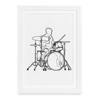 Dessin du batteur - Affiche encadrée (27 × 37 cm) - blanc - Devant