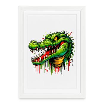 Alligator Crocodile - Affiche encadrée (27 × 37 cm) - blanc - Devant