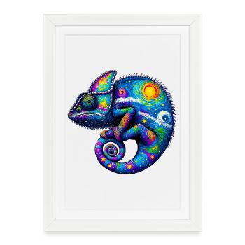 Caméléon - Affiche encadrée (27 × 37 cm) - blanc - Devant