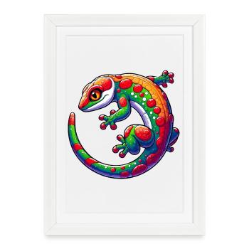 Gecko - Affiche encadrée (27 × 37 cm) - blanc - Devant