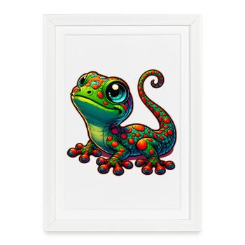 Gecko - Affiche encadrée (27 × 37 cm) - blanc - Devant