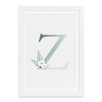 Z Monogram, Floral, Personnalisable - Affiche encadrée (27 × 37 cm) - blanc - Devant