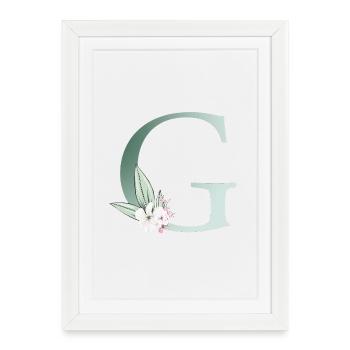 G Monogram, Floral, Personnalisable - Affiche encadrée (27 × 37 cm) - blanc - Devant
