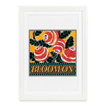 Bloom On – Retro Floral Statement - Framed poster (27 × 37 cm) - white - Front
