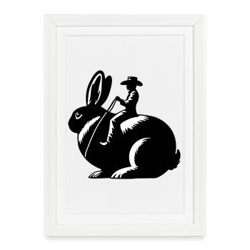 Rabbit Rider (design uniquement - pas de contour, 2 couleurs) - Affiche encadrée (27 × 37 cm) - blanc - Devant