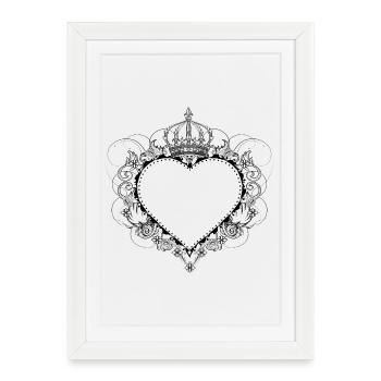 Elegant heart with crown & ornaments - Framed poster (27 × 37 cm) - white - Front