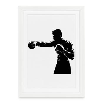 Ring de boxe Fighter crochet droit - Affiche encadrée (27 × 37 cm) - blanc - Devant