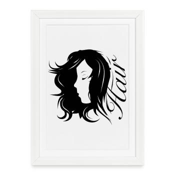 Silhouette de fille avec typographie cheveux - Affiche encadrée (27 × 37 cm) - blanc - Devant