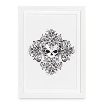 Ornement de crâne décoré avec une touche gothique - Affiche encadrée (27 × 37 cm) - blanc - Devant