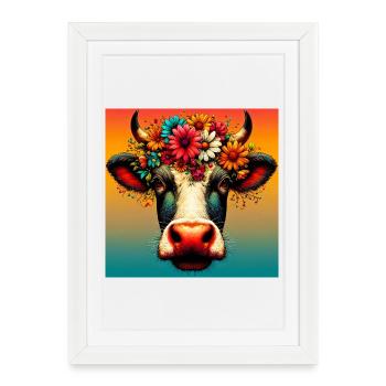 vache - Affiche encadrée (27 × 37 cm) - blanc - Devant