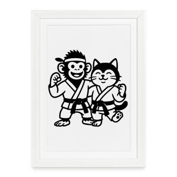 Amis du karaté - Affiche encadrée (27 × 37 cm) - blanc - Devant