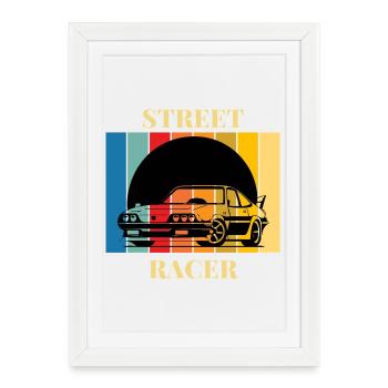 Vintage Racing Car Street Art Design - Framed poster (27 × 37 cm) - white - Front