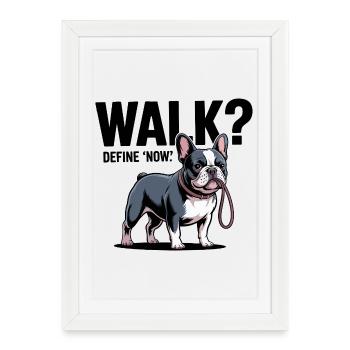French Bulldog Walk Time - Framed poster (27 × 37 cm) - white - Front