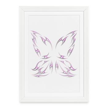 Chrome Métallisé Ailes de Fée Design Tribal - Affiche encadrée (27 × 37 cm) - blanc - Devant
