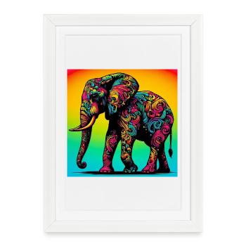 éléphant - Affiche encadrée (27 × 37 cm) - blanc - Devant