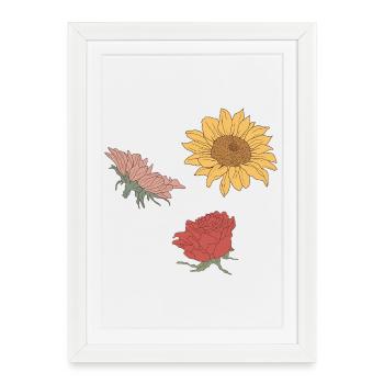 Flowers - Framed poster (27 × 37 cm) - white - Front