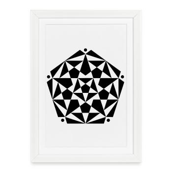 Conception d’étoile de pentagramme fractal - Affiche encadrée (27 × 37 cm) - blanc - Devant