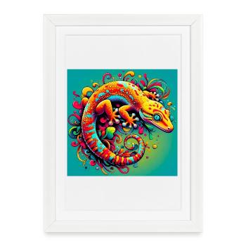 Gecko - Affiche encadrée (27 × 37 cm) - blanc - Devant