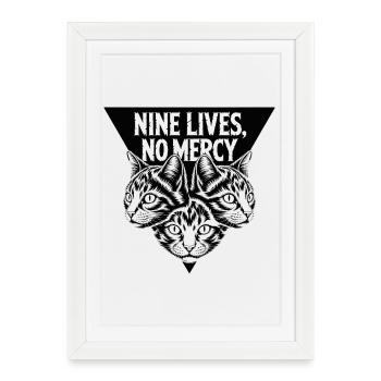 Trio de chats Neuf Vies Sans Pitié - Affiche encadrée (27 × 37 cm) - blanc - Devant