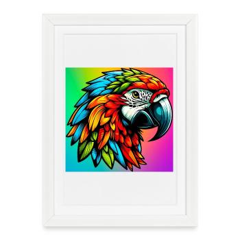 perroquet - Affiche encadrée (27 × 37 cm) - blanc - Devant