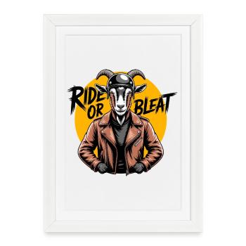 Goat Biker Rebel - Framed poster (27 × 37 cm) - white - Front