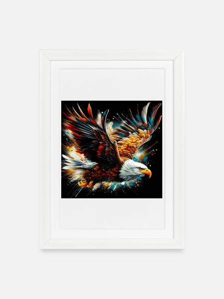 Adler - Gerahmtes Poster (27 × 37 cm) - Weiß