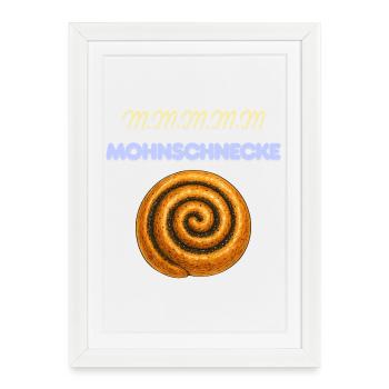 coquelicot escargot spirale police design humoristique - Affiche encadrée (27 × 37 cm) - blanc - Devant