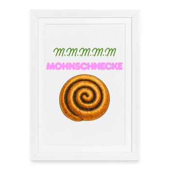 Rouleau de coquelicot spirale police rose dessert - Affiche encadrée (27 × 37 cm) - blanc - Devant