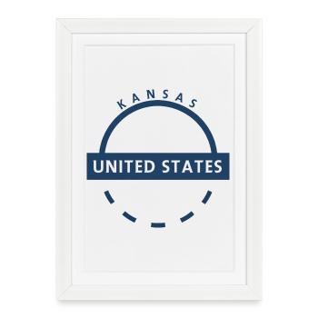 Conception de l’emblème du Kansas USA - Affiche encadrée (27 × 37 cm) - blanc - Devant