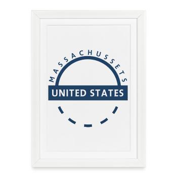Conception de l’insigne de l’État du Massachusetts - Affiche encadrée (27 × 37 cm) - blanc - Devant