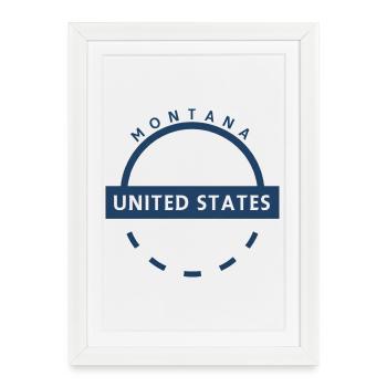 Montana US Emblem Round Ring - Framed poster (27 × 37 cm) - white - Front