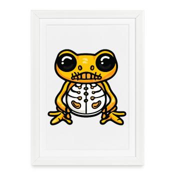 Grenouille Halloween Zombie - Affiche encadrée (27 × 37 cm) - blanc - Devant