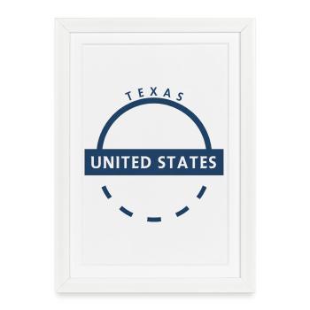 Texas États-Unis Emblème Sceau Rond - Affiche encadrée (27 × 37 cm) - blanc - Devant