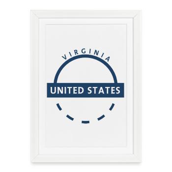 Insigne de l’État de Virginie Bleu - Affiche encadrée (27 × 37 cm) - blanc - Devant