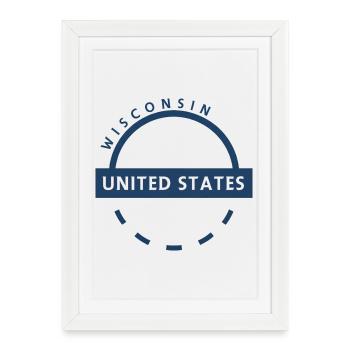 Wisconsin États-Unis Arc Badge - Affiche encadrée (27 × 37 cm) - blanc - Devant